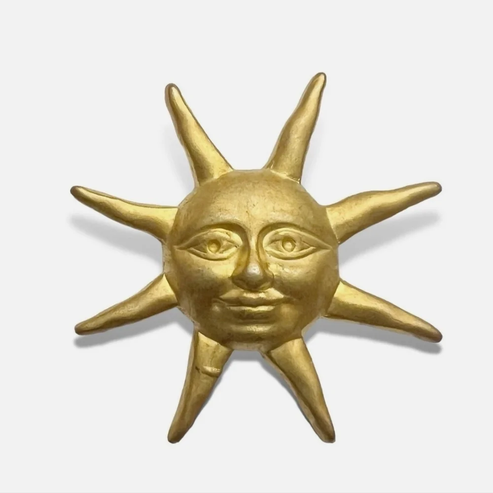 Vintage Matte Goldtone Sunburst Celestial Sun Pin